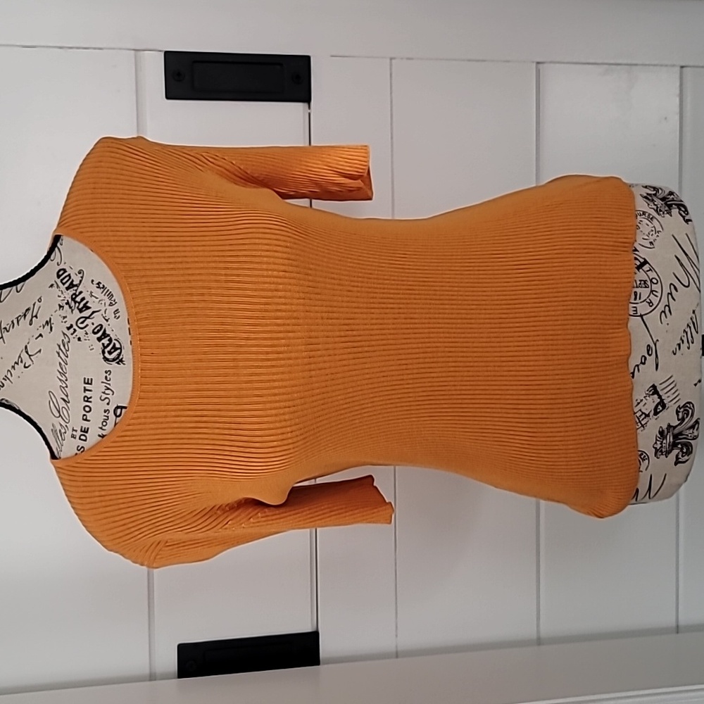 Anne Klein Silk Orange Ribbed Top